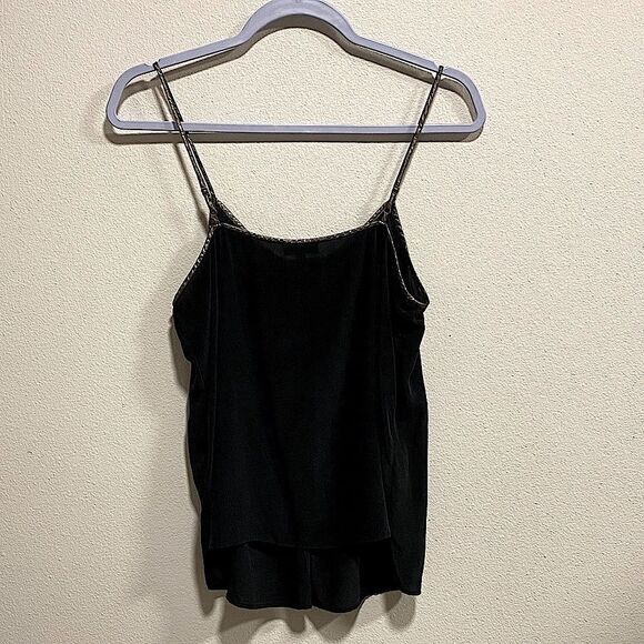 Joie Celimene Black Silk Metallic Trim Cami Top – Small - Picture 4 of 12
